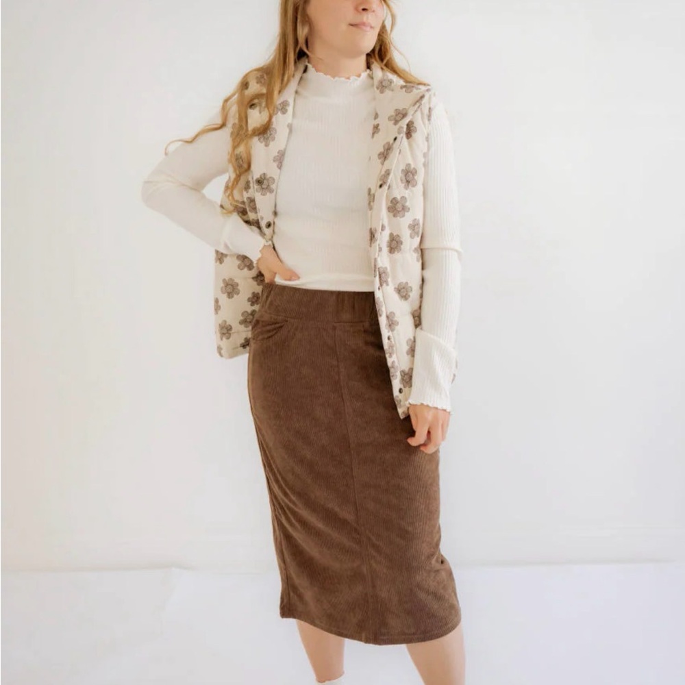 Pinecone Corduroy Midi Skirt